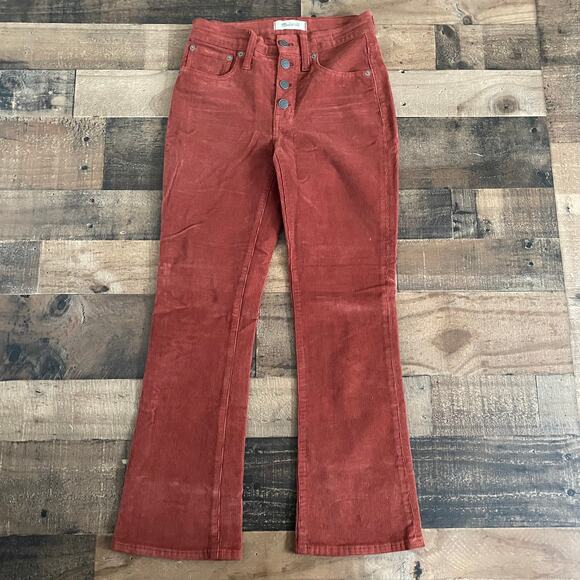Cali Demi-Boot Jeans in Corduroy: Button-Front Edition in Canterbury Red Size 24 - Picture 1 of 4
